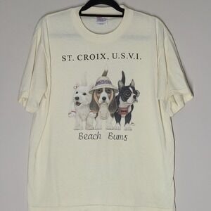 Vintage Bob Harrison Shirt Mens L Dogs Graphic Beach Buns St. Croix 90s Cute